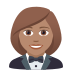 🤵🏽‍♀️ woman in tuxedo: medium skin tone display on JoyPixels